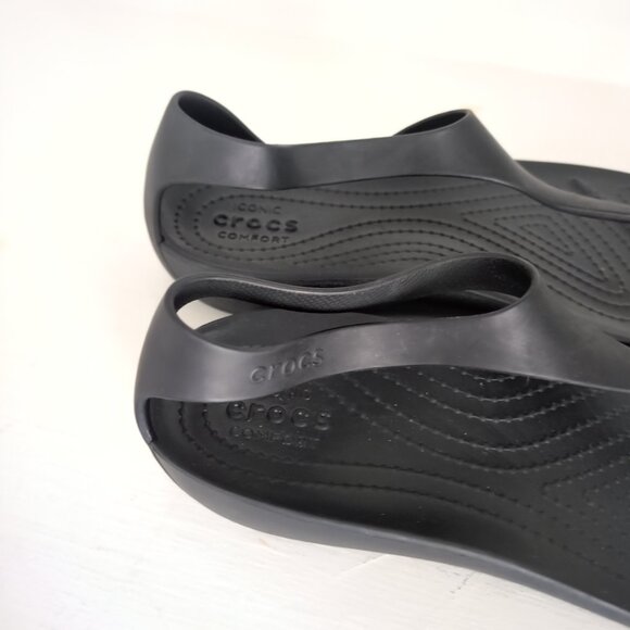 Crocs Sexi Flip Flop Sandals Womens Size 8 Black Serena T-Strap Thong - Picture 3 of 4